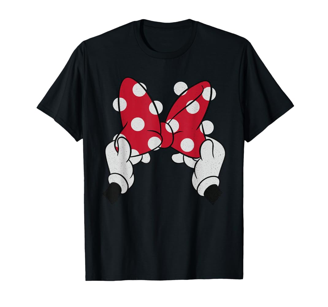Amazon | ディズニー ミニーマウスの赤い水玉リボン。 Tシャツ